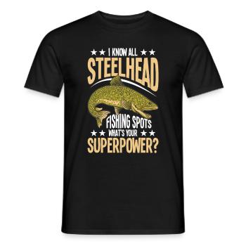 Steelhead Fishing Essentials Fishing Rod Fisherman - T-shirt homme - noir - Devant - AI Model Male 178 light (178cm)