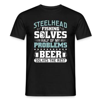 Steelhead Fishing Bière à boire Pêcheur Pêcheur - T-shirt homme - noir - Devant - AI Model Male 178 light (178cm)