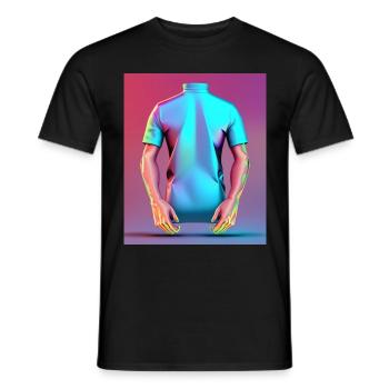 Ethereal Power: Holographic Muscles - Men's T-Shirt - black - Front - AI Model Male 178 light (178cm)