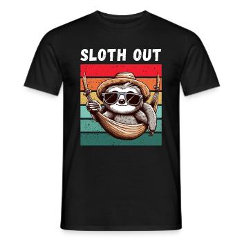 Sloth Hammock Holiday Weekend Chilling Fun - Men's T-Shirt - black - Front - AI Model Male 178 light (178cm)
