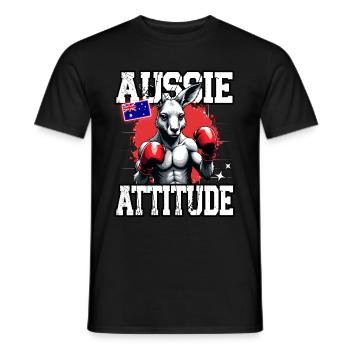 Aussie Attitude Boxhandschuhe Känguru Australien - Männer T-Shirt - Schwarz - Vorne - AI Model Male 178 light (178cm)