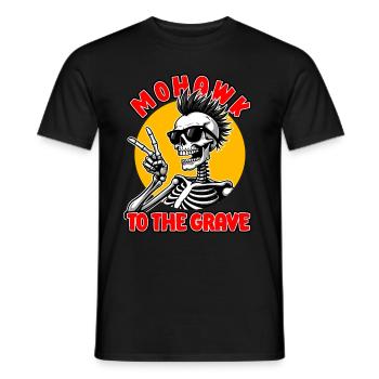 Mohawk to the Grave Skeleton Punk Rock Style - Men's T-Shirt - black - Front - AI Model Male 178 light (178cm)