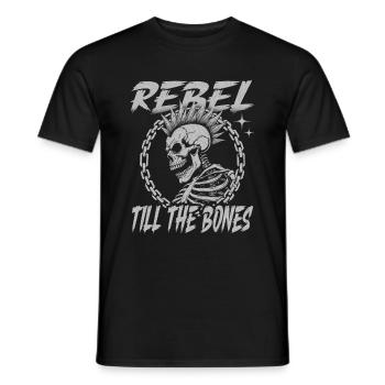 Rebel Till the Bones Punk Rock Skull - Men's T-Shirt - black - Front - AI Model Male 178 light (178cm)