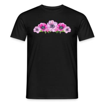Anemone Flowers Flower Pink Butterfly Florist - Men's T-Shirt - black - Front - AI Model Male 178 light (178cm)