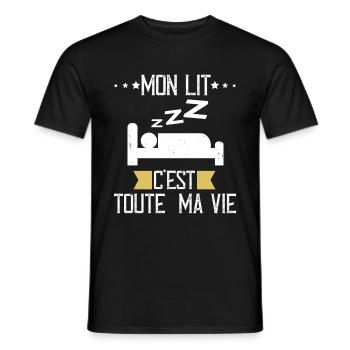 Mon Lit C est Toute Ma Vie Humour Dormeur Sieste - T-shirt homme - noir - Devant - AI Model Male 178 light (178cm)