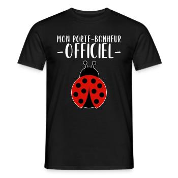 Humour Coccinelle Porte Bonheur - T-shirt homme - noir - Devant - AI Model Male 178 light (178cm)