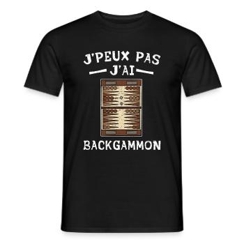 J'peux Pas J'ai Backgammon | Jeu de Société Humour - T-shirt homme - noir - Devant - AI Model Male 178 light (178cm)