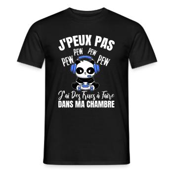 Humour Chambre Jeu Vidéo Panda - T-shirt homme - noir - Devant - AI Model Male 178 light (178cm)