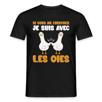 Humour Oies Nature Oiseau Nature - T-shirt homme - noir - Devant - AI Model Male 178 light (178cm)