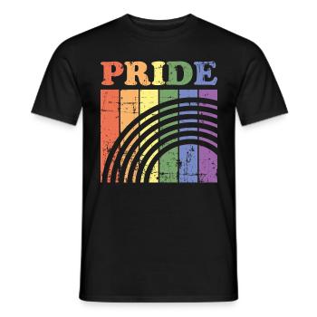 Vintage Schwul Lesbisch Regenbogen LGBT - Männer T-Shirt - Schwarz - Vorne - AI Model Male 178 light (178cm)