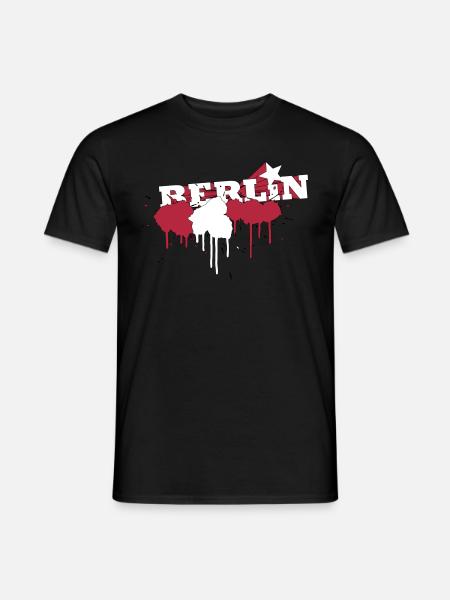 Farbkleckse Berliner Flagge - Männer T-Shirt - Schwarz