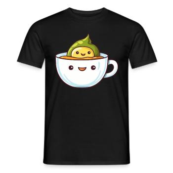 Avocado Badet in Kaffee Frühaufsteher Design - Männer T-Shirt - Schwarz - Vorne - AI Model Male 178 light (178cm)