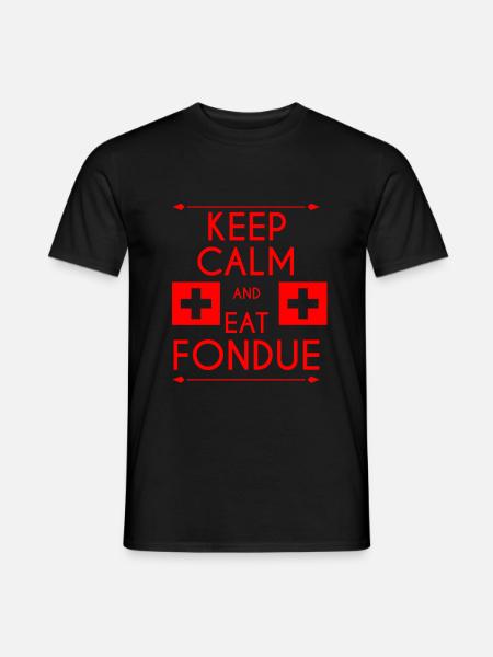 Suisse fondue pays montagnes croix drapeau rouge - T-shirt homme - noir