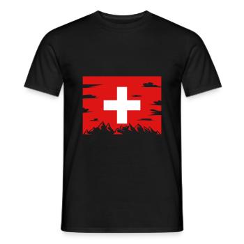 Flagge Schweiz Land Berge Landschaft Kreuz Rot Top - Männer T-Shirt - Schwarz - Vorne - AI Model Male 178 light (178cm)