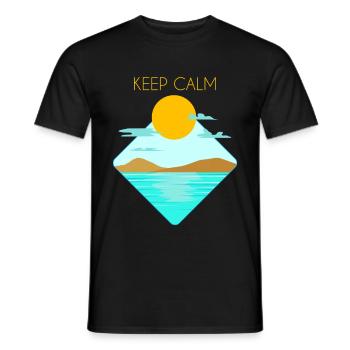 Stay calm sun sea beach island water lake - Men's T-Shirt - black - Front - AI Model Male 178 light (178cm)