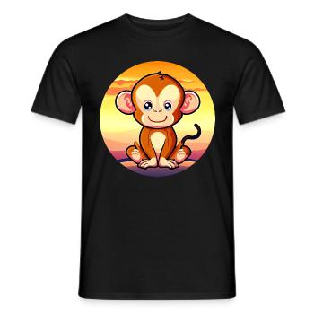 Mignon Singe Chimpanzé Sunset Design - T-shirt homme - noir - Devant - AI Model Male 178 light (178cm)