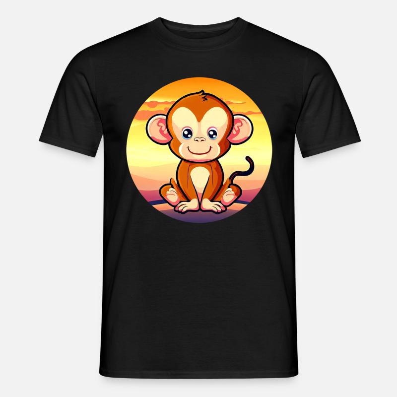 Mignon Singe Chimpanzé Sunset Design - T-shirt homme - noir