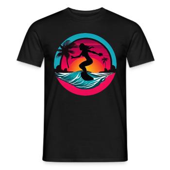 Femmes Surfeur Planche de Surf Surf - T-shirt homme - noir - Devant - AI Model Male 178 light (178cm)