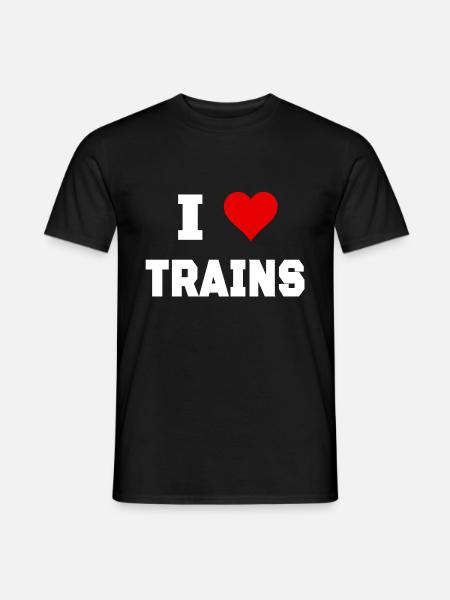 I love trains - Men's T-Shirt - black
