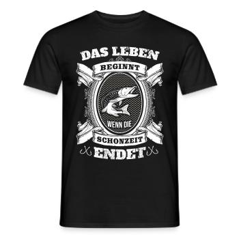 Angeln -Das Leben beginnt wenn die Schonzeit endet - Männer T-Shirt - Schwarz - Vorne - AI Model Male 178 light (178cm)