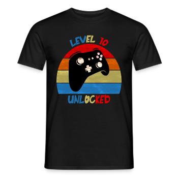 Level 10 freigeschaltet - Männer T-Shirt - Schwarz - Vorne - AI Model Male 178 light (178cm)