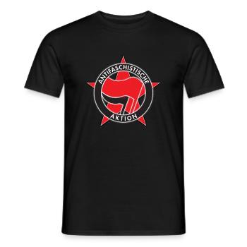 Logo AntiFa étoile rouge - T-shirt homme - noir - Devant - AI Model Male 178 light (178cm)