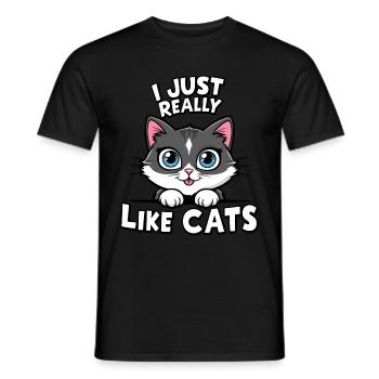 Chat Chats Amoureux Chat Propriétaire Chaton - T-shirt homme - noir - Devant - AI Model Male 178 light (178cm)