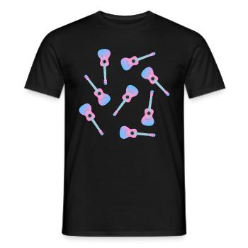 Ukulélé rose - T-shirt homme - noir - Devant - AI Model Male 178 light (178cm)