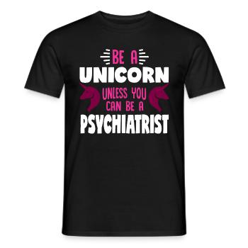 Pferd mit Horn oder Psychiater - Männer T-Shirt - Schwarz - Vorne - AI Model Male 178 light (178cm)