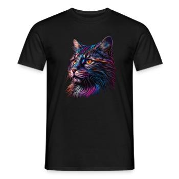 Superbe illustration colorée de portrait de chat - T-shirt homme - noir - Devant - AI Model Male 178 light (178cm)