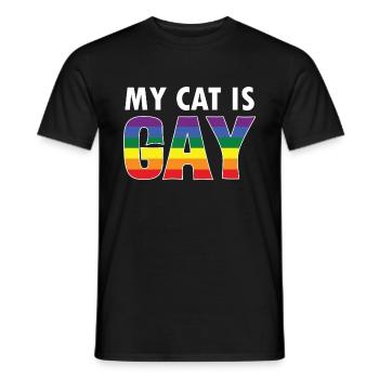 Chat LGBTQ | Cadeaux Gay Rainbow Cats - T-shirt homme - noir - Devant - AI Model Male 178 light (178cm)