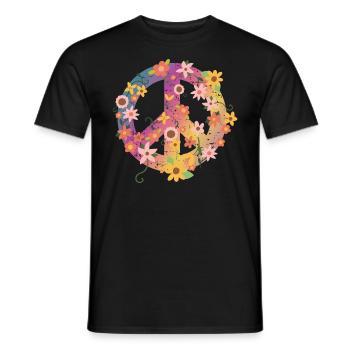 Hippie | Peace sign hippies music gift ideas - Men's T-Shirt - black - Front - AI Model Male 178 light (178cm)