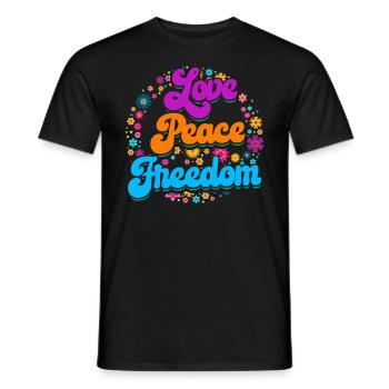 Hippie outfit | Hippies love peace gift idea - Men's T-Shirt - black - Front - AI Model Male 178 light (178cm)