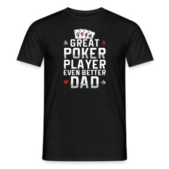 Poker Papa | Pokern Vatertag Pokerkarten Geschenk - Männer T-Shirt - Schwarz - Vorne - AI Model Male 178 light (178cm)