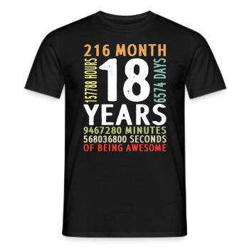 18th birthday boy girl man woman 18 years - Men's T-Shirt - black - Front - AI Model Male 178 light (178cm)