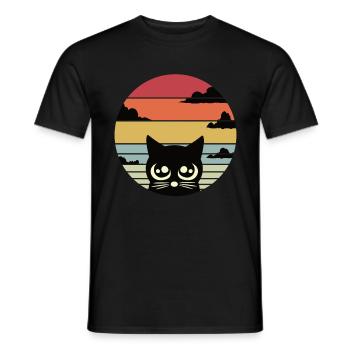 Chat Rétro Chats Cat - T-shirt homme - noir - Devant - AI Model Male 178 light (178cm)