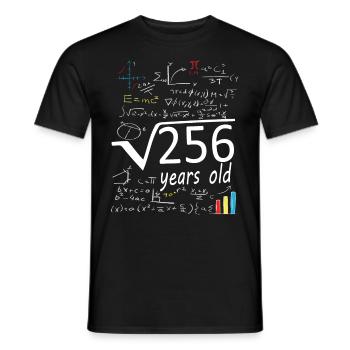 Square root 256 = 16 year old birthday - Men's T-Shirt - black - Front - AI Model Male 178 light (178cm)
