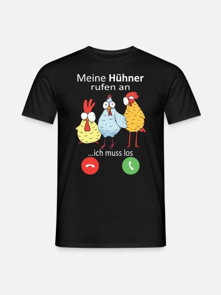 Hühner rufen an Landwirt Huhn Bauer - Männer T-Shirt - Schwarz