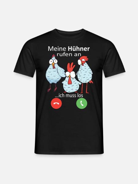 Hühner rufen an Landwirt Huhn Bauer - Männer T-Shirt - Schwarz