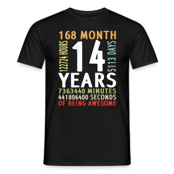 14th birthday boy girl man woman 14 years - Men's T-Shirt - black - Front - AI Model Male 178 light (178cm)