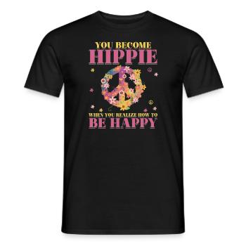 Hippie Peace | Carnival costume hippies gift - Men's T-Shirt - black - Front - AI Model Male 178 light (178cm)