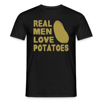French fries potatoes Sweet potato Potato - Men's T-Shirt - black - Front - AI Model Male 178 light (178cm)