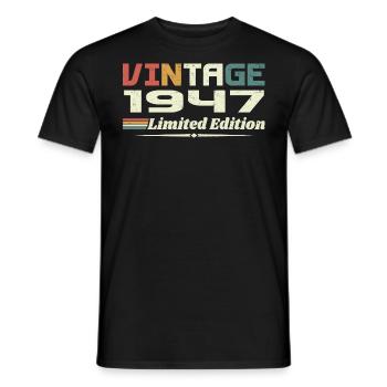 Jahrgang 1947 Geschenk 1947 Geburtstag 1947 Retro - Männer T-Shirt - Schwarz - Vorne - AI Model Male 178 light (178cm)