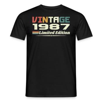 Vintage 1987 Cadeau 1987 Anniversaire 1987 Retro - T-shirt homme - noir - Devant - AI Model Male 178 light (178cm)