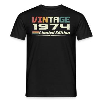 Vintage 1974 Gift 1974 Birthday 1974 Retro - Men's T-Shirt - black - Front - AI Model Male 178 light (178cm)