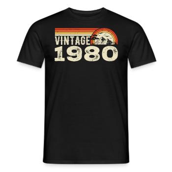 Vintage 1980 Cadeau Anniversaire 1980 Rétro 1980 - T-shirt homme - noir - Devant - AI Model Male 178 light (178cm)