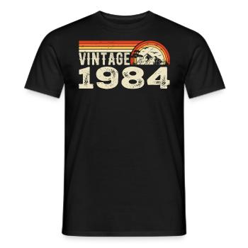 Vintage 1984 Birthday Gift 1984 Retro 1984 - Men's T-Shirt - black - Front - AI Model Male 178 light (178cm)