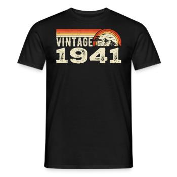 Vintage 1941 Birthday Gift 1941 Retro 1941 - Men's T-Shirt - black - Front - AI Model Male 178 light (178cm)