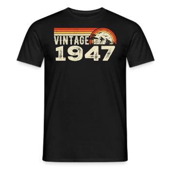 Vintage 1947 Cadeau Anniversaire 1947 Rétro 1947 - T-shirt homme - noir - Devant - AI Model Male 178 light (178cm)