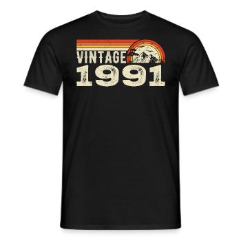 Vintage 1991 Birthday Gift 1991 Retro 1991 - Men's T-Shirt - black - Front - AI Model Male 178 light (178cm)